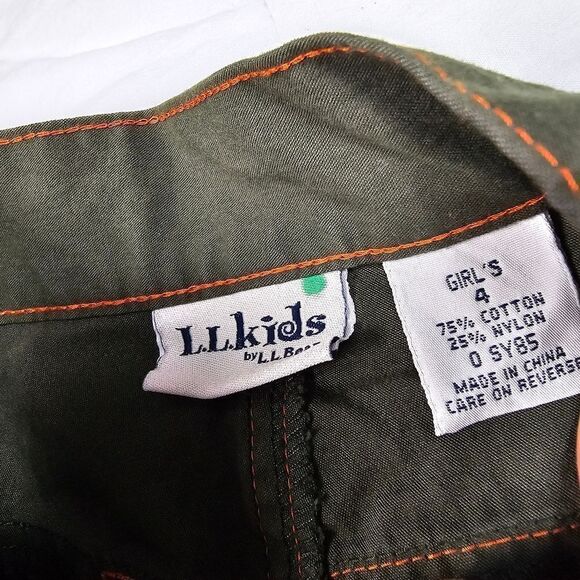 L.L Bean Green and Orange Zip Away Capri Convertable‎ Shorts Girl's Size 4T - Picture 3 of 6